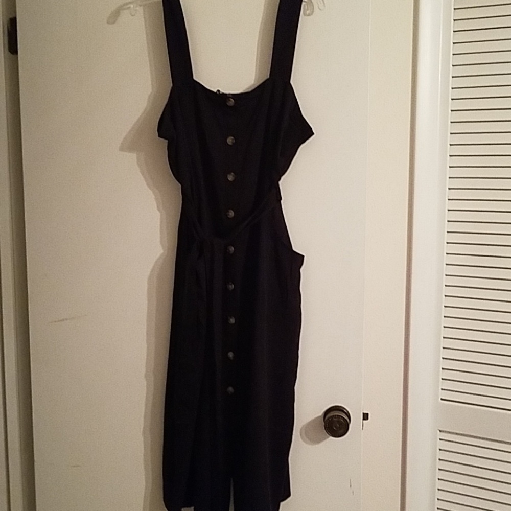 Black button up tank style dress